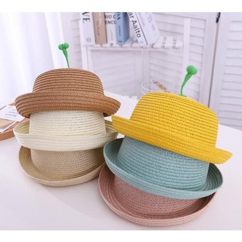 New Arrivals 2021 Summer Kids Boys Girls Sunhats Children Baby Bucket Hat Cap Outdoor Breathable Beach Sunprotection Straw Hat