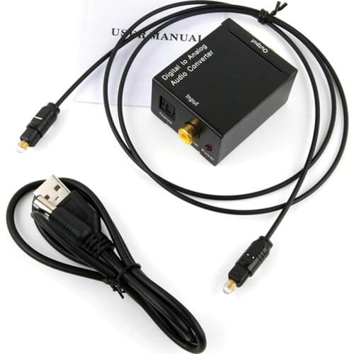 Protable 3.5mm Jack Coaxial Optical Fiber Digital to Analog Audio AUX RCA L/R Converter SPDIF Digital Audio Decoder Amplifier