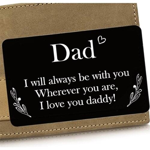 Rectangular metal lettering wallet clip souvenir card to dad,Fathers day/birthday/Christmas Greeting card for dad