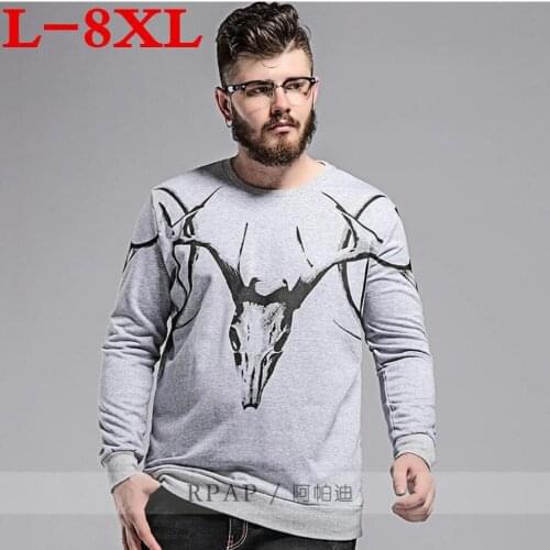 Plus size 8XL 7XL 6XL 5XL4XL New Autumn Long sleeve T-shirt men pullovers o-neck letter Shirt Cotton Causal big size