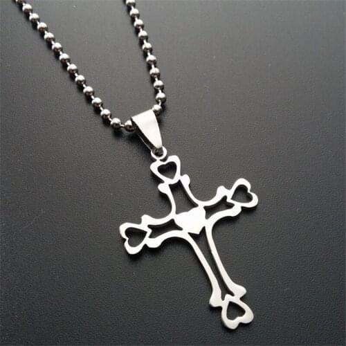 RONGQING 10pcs/lot Fashion Classic Religion Cross Long Necklace for Women and Men Creative Heart Cross Pendant Necklace Gift
