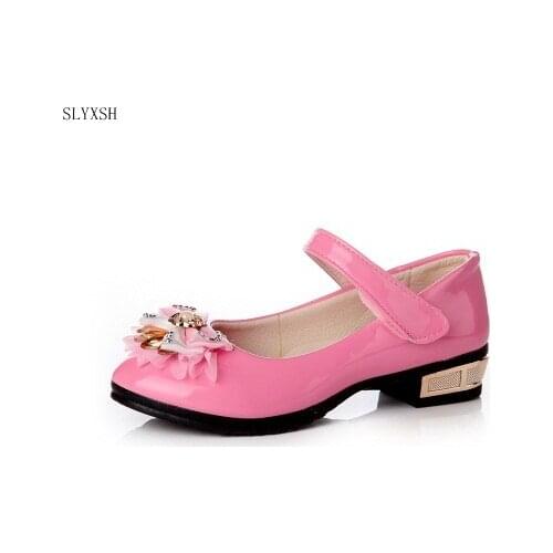 SLYXSH Girl Dancing Shoes Wedding And Party Shoes Princess Leather Shoes Children Girls Cut-outs Kids Glitter Shoes Gift