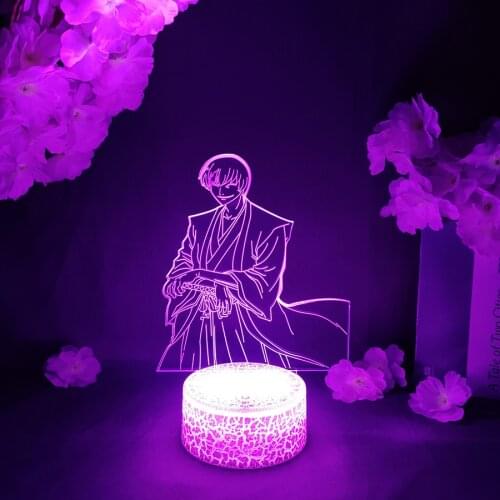 LED Light Manga Anime Avatar Bleach Gin Ichimaru Acrylic Night Lamp RGB Flashing Cool Gift 3D Cartoon Child Room Decor