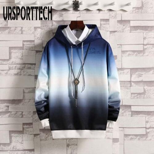 Spring Autumn Men Hoodies Sweatshirts Men Fleece Streetwear Pullover Hoodie Men/Women Casual Gradient Color Hooded Sweatshirt