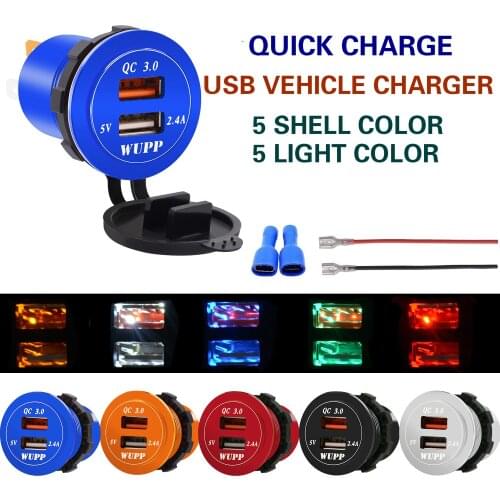 Aluminum Alloy Usb Fast Charge Waterproof Car Charger 12v-24v Motorcycle Scooter Car Intelligent Dual USB Interface Charger