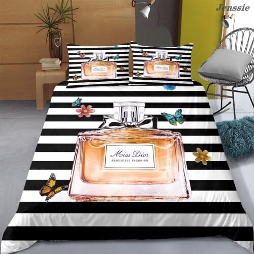 Female Perfume Print Duvet Cover Single Double Bedding Set Flower Butterfly Bedspreads Girl Fragrance Fashion Morden Quilt Cover