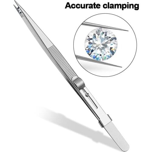 1PC Jewelry Making Tool Tweezers Concave Groove Diamond Stainless Steel Adjustable Craft Tools for Jeweler ювелирный инструмент