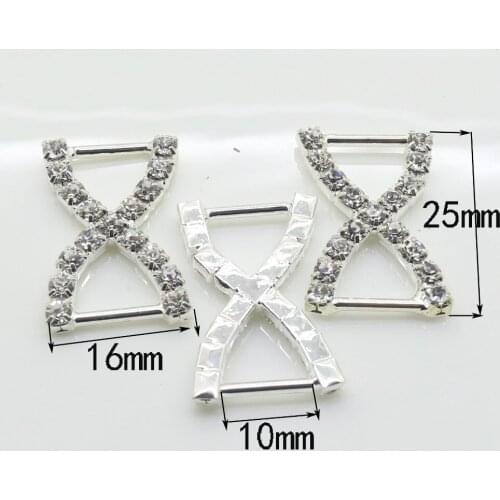10Pcs 25*16mm shiny rhinestone buckles Wedding decoration Diamond buckle ribbon slider invitations Diy Accessories Free shipping