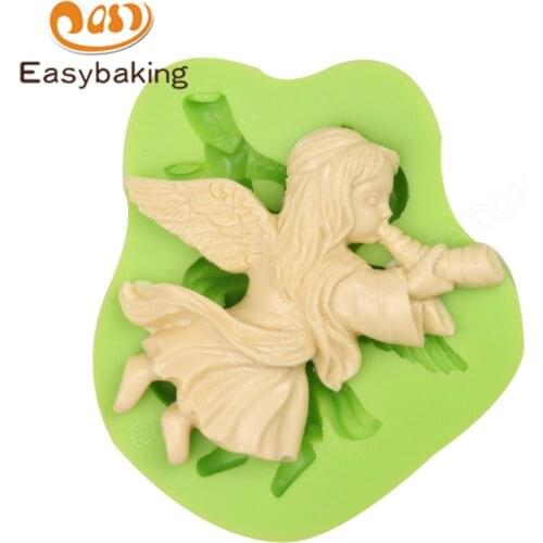 3D Angel Girl Trumpet Shape Cake Decoration Silicone Clay Mold Fondant Fudge Handicraft DIY Kitchen Baking Tray
