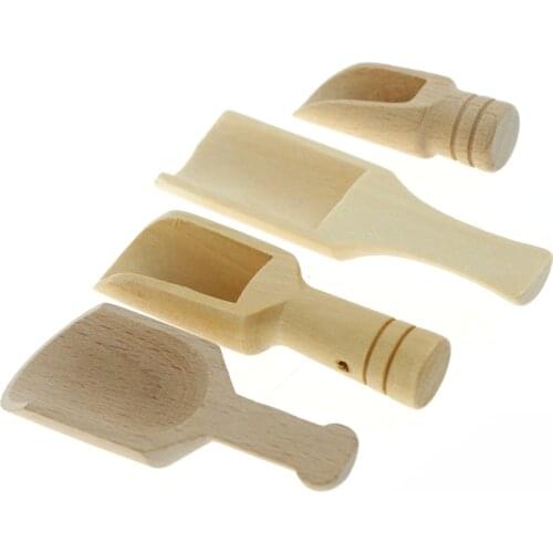 4Styles Coffee Scooper Scoops Wooden Laundry Detergent Candy Dishes Bath Salt Scooping Powder Spoon