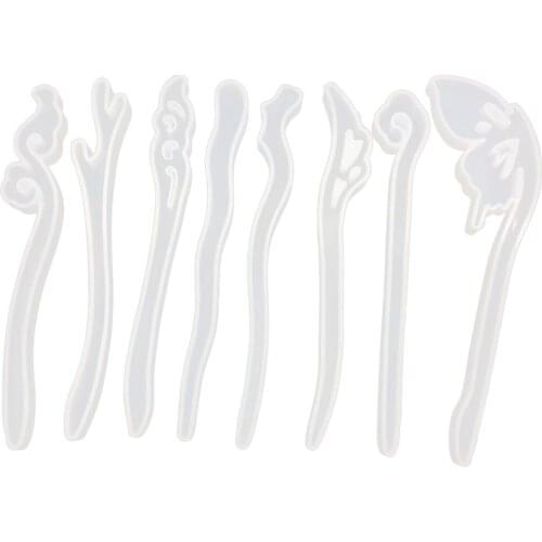 8PCS/Set Hairpin Mould DIY Crystal Epoxy Silicone Mold Pendant Hair Clips Tools Accessories Molds for Jewelry