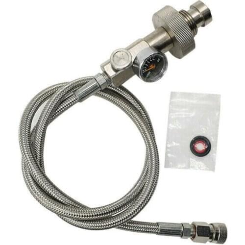 DMC Tank Fill Adapter Quick Disconnect for Scuba Fill Station W/36" Stainless High Pressure 1/8 Stainless Steel Braided Hose 8MM