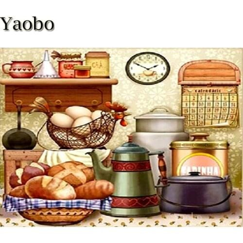 Diamond Embroidery Cartoon kitchen food tableware Full square round 5d Diamond Painting Diamond Mosaic Cross Stitch Crystal gift