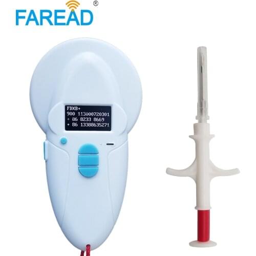 Free sample x1pc microchip injector unique number multi tag FDX-B,HDX handheld reader, 134.2 /125khz portable for ID tracking
