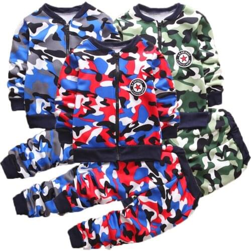 2019 Winter Boys Clothing Set Children Camouflage Fleece Velvet Outfits Toddle Baby Girls Warm Coats Pants Tracksuit Clothes Set