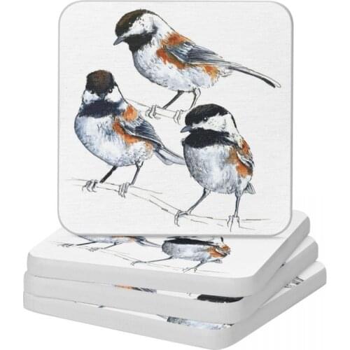Cheery Chickadees Diatomite Square Round Coaster Non Slip Cup Bonsai Mat Soap Toothbrush Pad Diameter 10cm