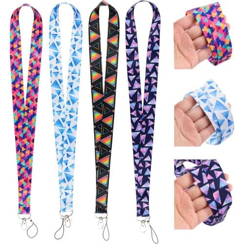 ER398 Colorful Triangle Painting Art Key Chain Lanyard Neck Strap For Phone Keys ID Card Creative Lanyards Accessories