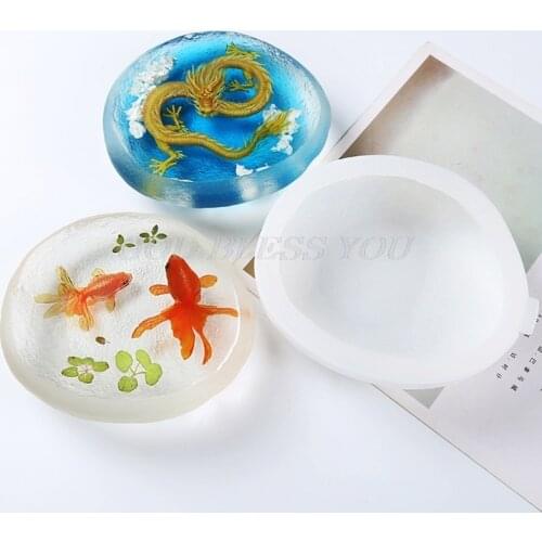 Natural Stone Shape Resin Art Molds DIY Vivid Goldfish Dragon Resin Mold Home Decor Ornament Molds Office Desk Showpiece