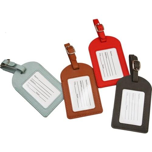 PU Leather Luggage Tag Leather Suitcase Luggage Tag Suitacase Label Bag Travel Accessories Name ID Address Tags
