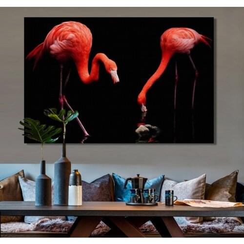 Modern Animal Oil Painting Posters and Prints Wall Art Canvas Painting Flamingos Lover Pictures for Living Room Decor No Frame