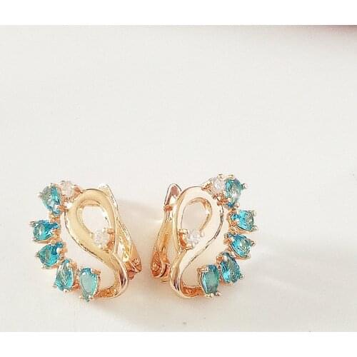 Korean Earrings Jewelry Bijouterie Women Jewelry Earring Flower Shape Light Blue Zircon Drop Earrings