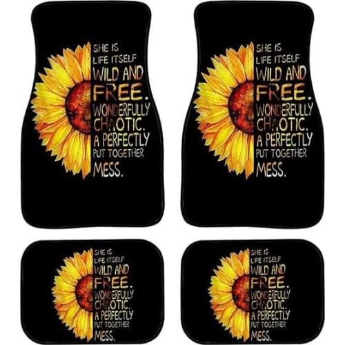 Aimaao Sunflowers Car Floor Mats Non Slip Front Rear Floor Liner Auto Mats Men Women For VW Peugeot 206 207 2008 407 307 308