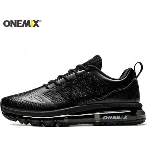 Onemix Man Running Shoes For Men Black Microfiber Leather Max Gym Yoga Athletic Sneakers Sports Outdoor Jogging Walking Trainers