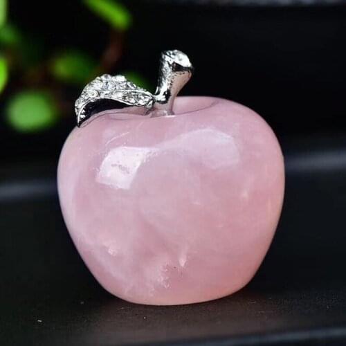 1PC Natural Rose Quartz Powder Crystal apple home decor Valentines Day/Christmas present DIY gift Polished Healing stone