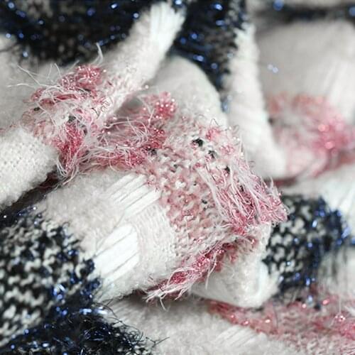 150CM Wide 420G/M Weight Stripe Soft Knitted Tweed Polyester Acrylic Fabric for Autumn and Spring Dress Coat Jacket DE1352