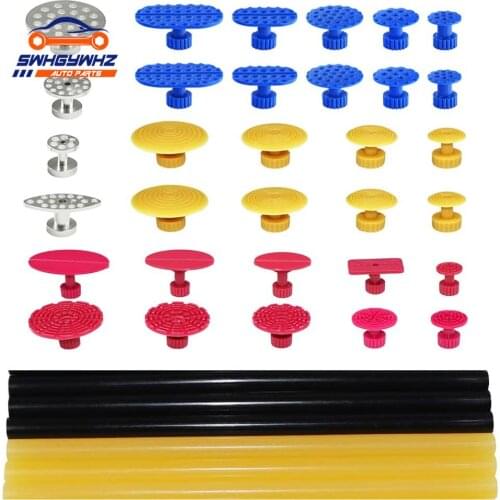 Paintless Dent Removal Puller Tabs Dent Repairs Tools Set Aluminium Tabs and Hot Glue Sticks for Car Body Dent Remover Kits