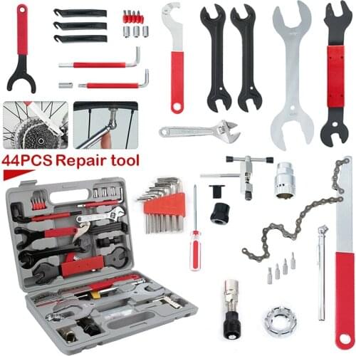 44pcs Bicycle Maintenance Repair Hand Tools Kit Bike Wrench Extractor Tool Set With Box Outdoor Accessories Suit