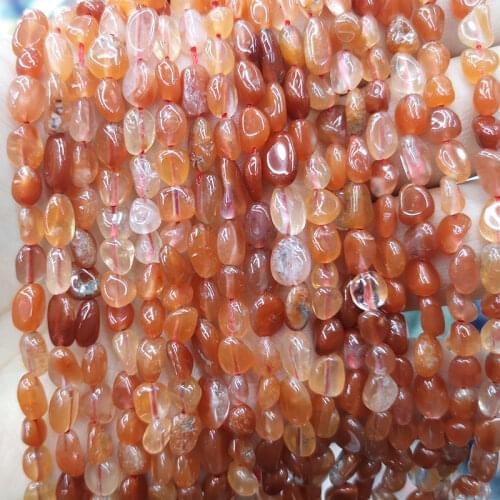 Natural Red Quartz Stone Beads Loose Irregular Gravel Gemstone Spacer Beads For Jewelry Making DIY Bracelet Handmade 6-8mm