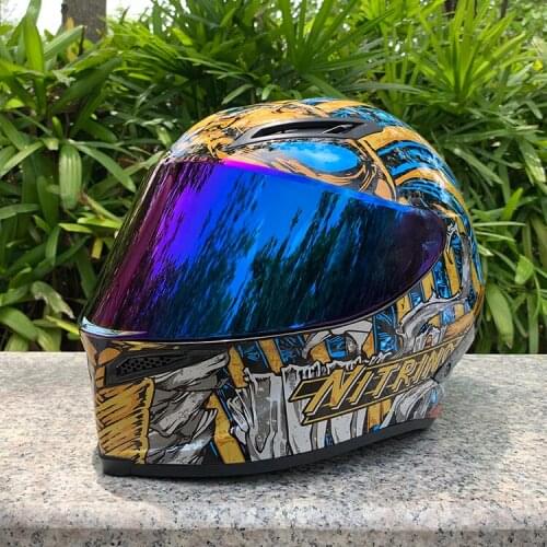 Nueva llegada de cara completa 2 faraón de la motocicleta del casco de montar coche de carreras de motocross moto casco
