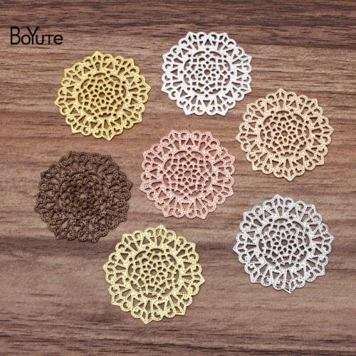 Wholesale Flower Charm 100 Pcs 32mm 7 Colors Handmade Jewelry Material Hollow Out DIY Charms