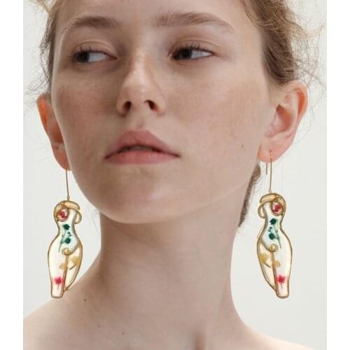 Original Resin Flower Body Form Dangle Earrings For Women 2020 Artsy Abstract Freedom Female Good Shape Statement Drop Earrings