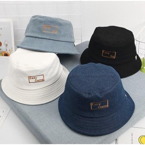 Letter embroidery Bucket Hat Fisherman Hat outdoor travel hat Sun Cap Hats for Children boys and girls