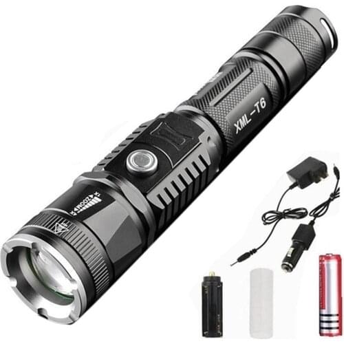 Portable Zoomable Super Bright USB Rechargeable Flashlight LED Torch Light Lamp Zoomable Focus Light Tactical Flashlight