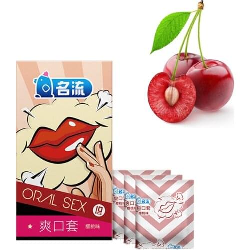10Pcs/box Woman Mouth Oral Blowjob Sex Condoms Penis Sleeve Oral Sex Natural Latex Condom for women Sex Toys Smooth Cherry Taste