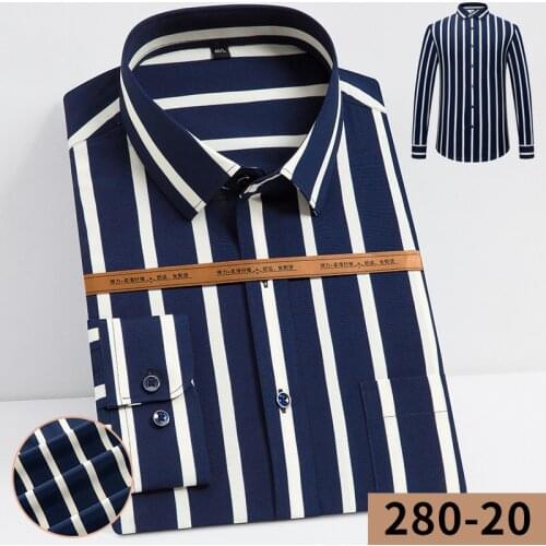 Work White Shirt Slim Fit Shirt Men Pure Color Striped Shirt Elastic Business Non-ironing Longsleeve Shirt for Men Button Shirt