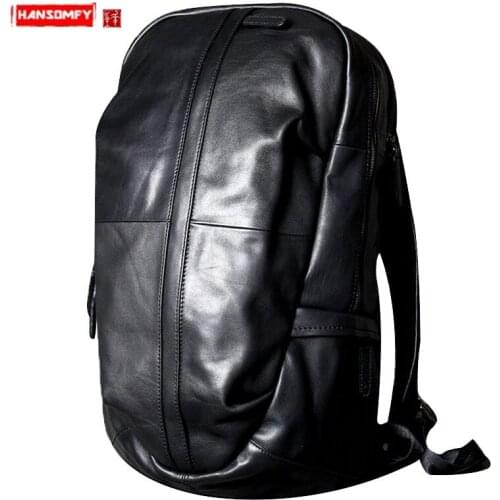 Men Backpack Genuine Leather Laptop Backpack Male Travel Mountaineering Bag Schoolbag Large Capacity First Layer Cowhide New
