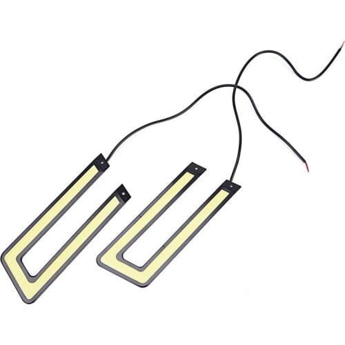 2Pcs Car Auto COB Leds Daytime Running Light Waterproof Fog U Shape Universal
