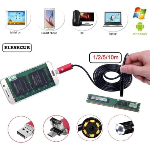 2-5-10M 2-In-1 Waterproof Endoscope Camera Android Borescope Inspection Camera For Car Repairing Pipe Examine