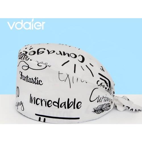 Women and men printing caps scrub hat nurse long hair nursing hats gorros quirurgicos mujer With sweat towel surgical cap