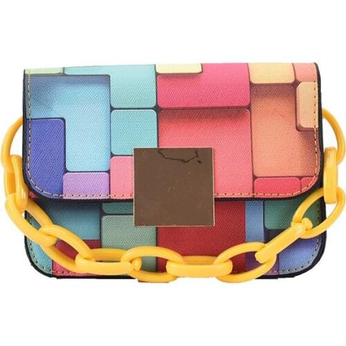 Women Bag 2021 New Fashion PU Bucket Chain Sequined Patchwork Hasp Shoulder Bag Handbag Pures And Bags Crossbody Small Fresh