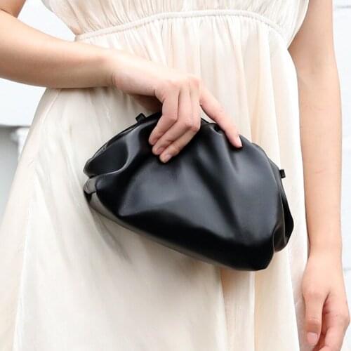 High Quality Female Evening Bag Clutches Genuine Leather Women Cloud Bag 2021 Luxury Designer Ladies Real Leather Shoulder Bags