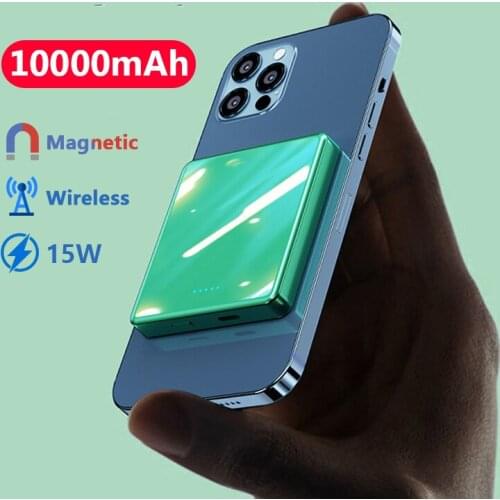 15W Wireless Power Bank 10000mAh External Battery For iPhone 12 13 Pro Max Mini Magnetic Fast Charging Magnetic Power Bank