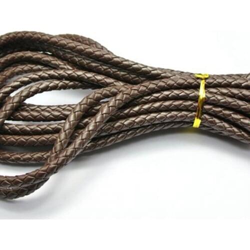 16.4 Feets Brown Round Braided Bolo Leatherette Jewelry Cord 7mm