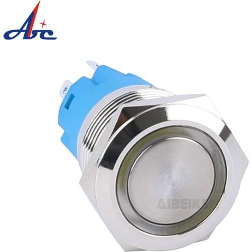 New Flat 3A 16mm Wiring Lamp Light Terminal 1NO1NC Press Waterproof 5 PIN Push Button Switch With Lamp 24V