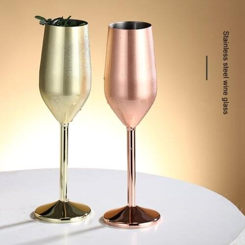 2pcs Stainless Steel Wine Glasses Single-Walled Insulated Unbreakable Goblets Metal Stemmed Wine Tumblers D1