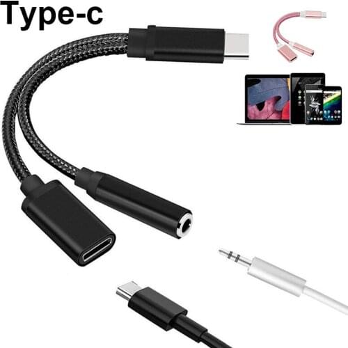 2 In 1 Charging And Music Player Splitter Type C To 3.5mm Audio Aux Headphone Jack Cable Adapter Smart Phone Accessories 2021